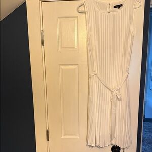 Banana Republic White Pleated Midi Dress